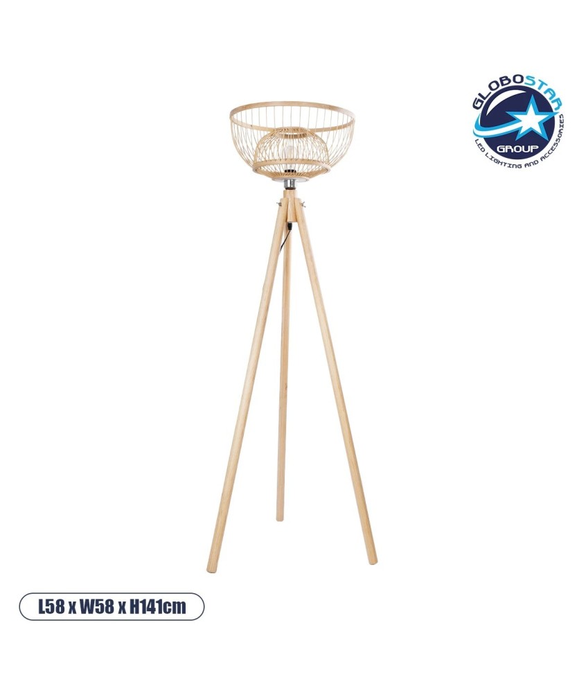 GLOBOSTAR® POPPY 01986 Boho Επιδαπέδιο Φωτιστικό με Ντουί 1 x E27 AC 220-240V IP20 - Μπεζ - Μ58 x Π58 x Υ141cm